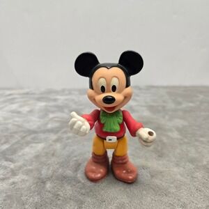 Vintage Disney Arco Mickey Mouse Action Figure Red Jacket Green Scarf 4.5 Inch